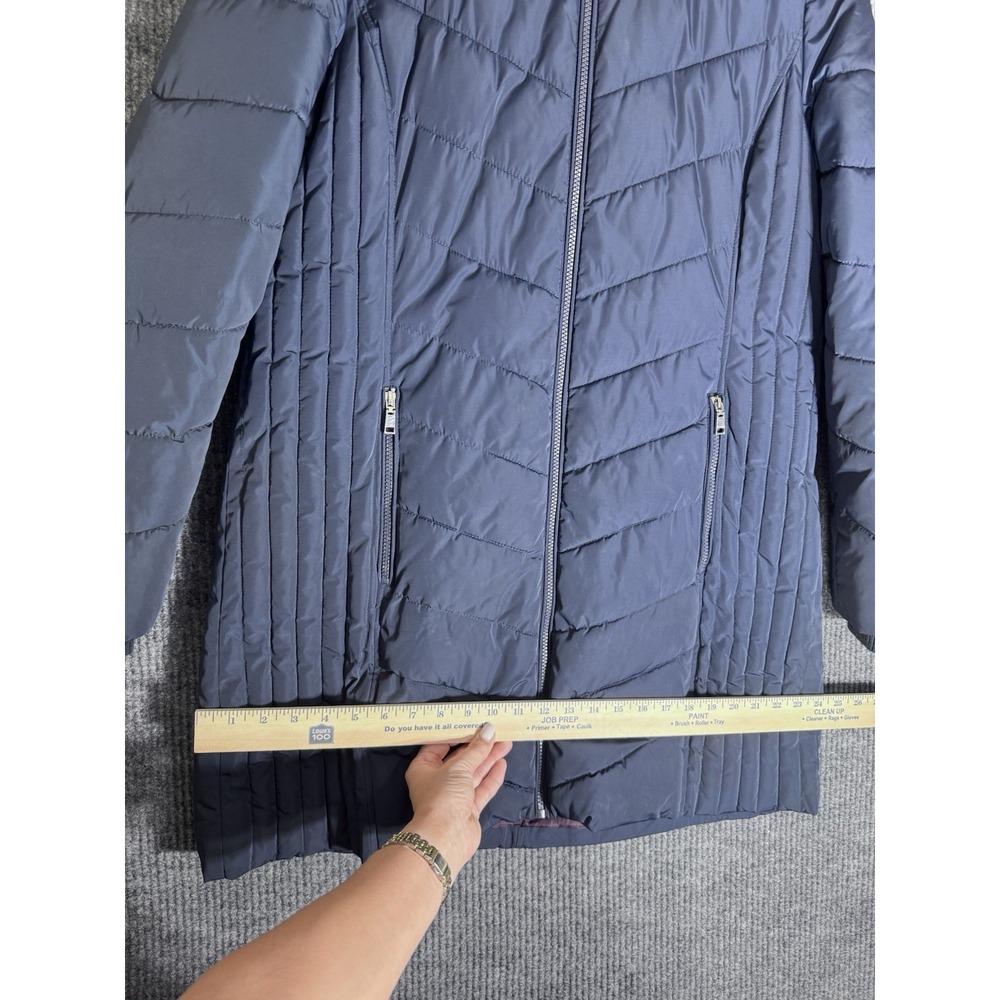 Tommy Hilfiger Women's Navy Blue Hooded Long Puffer Coat Zip XL - Picture 12 of 12
